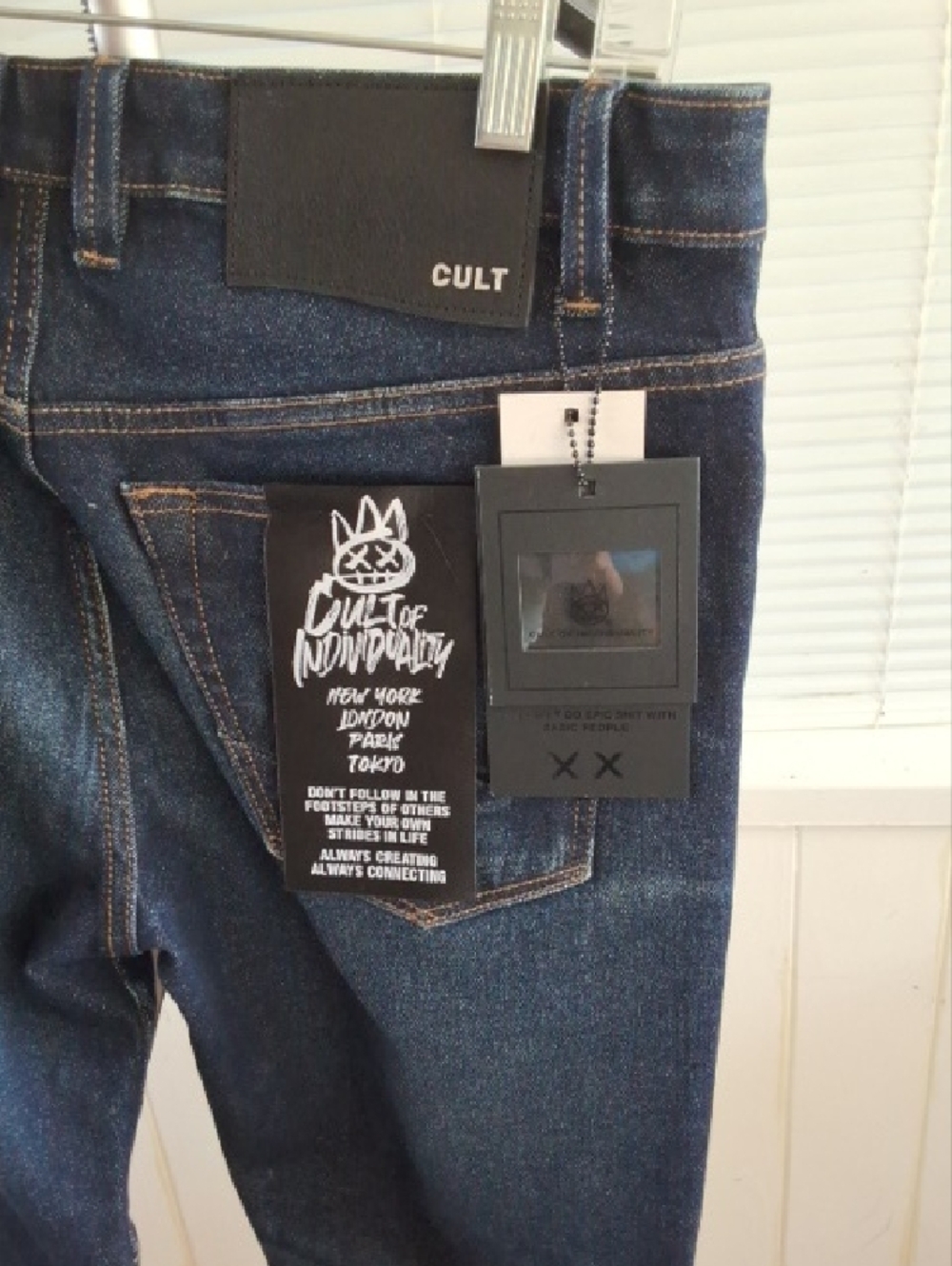 Cult of Individuality Dark Blue Men's Moto Skinny Jeans length 32 - Picture 6 of 7